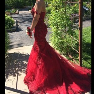 Red Mermaid Prom Dress